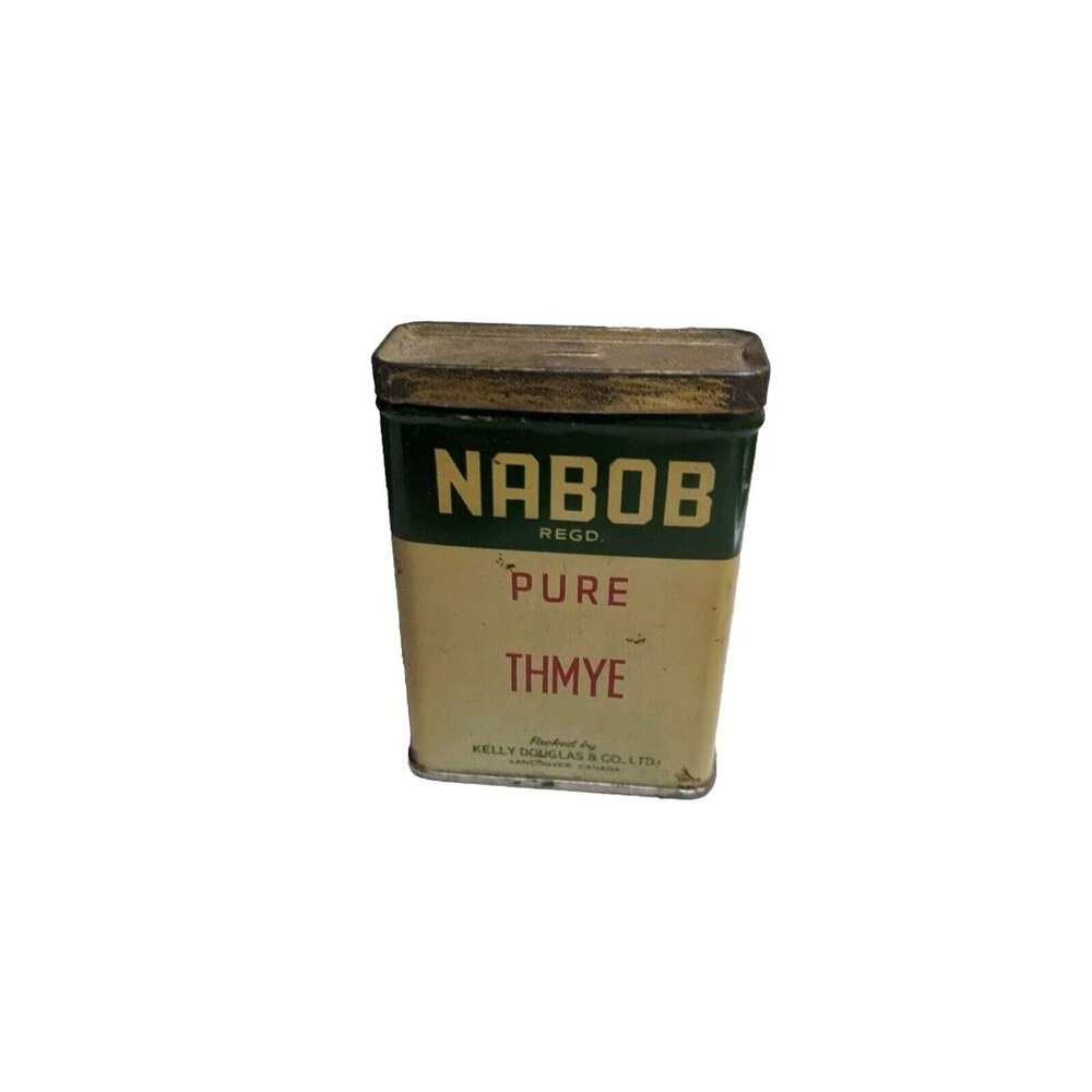 Vintage 1946 NABOB PURE THMYE Tin Can Kelly-Douglas & Co. Ltd Vancouver, B.C